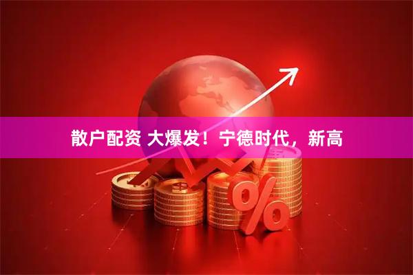 散户配资 大爆发！宁德时代，新高